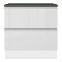 Balcão Acordes Glamy 100% MDF 80cm 2 Gavetas Branco Madesa - 3