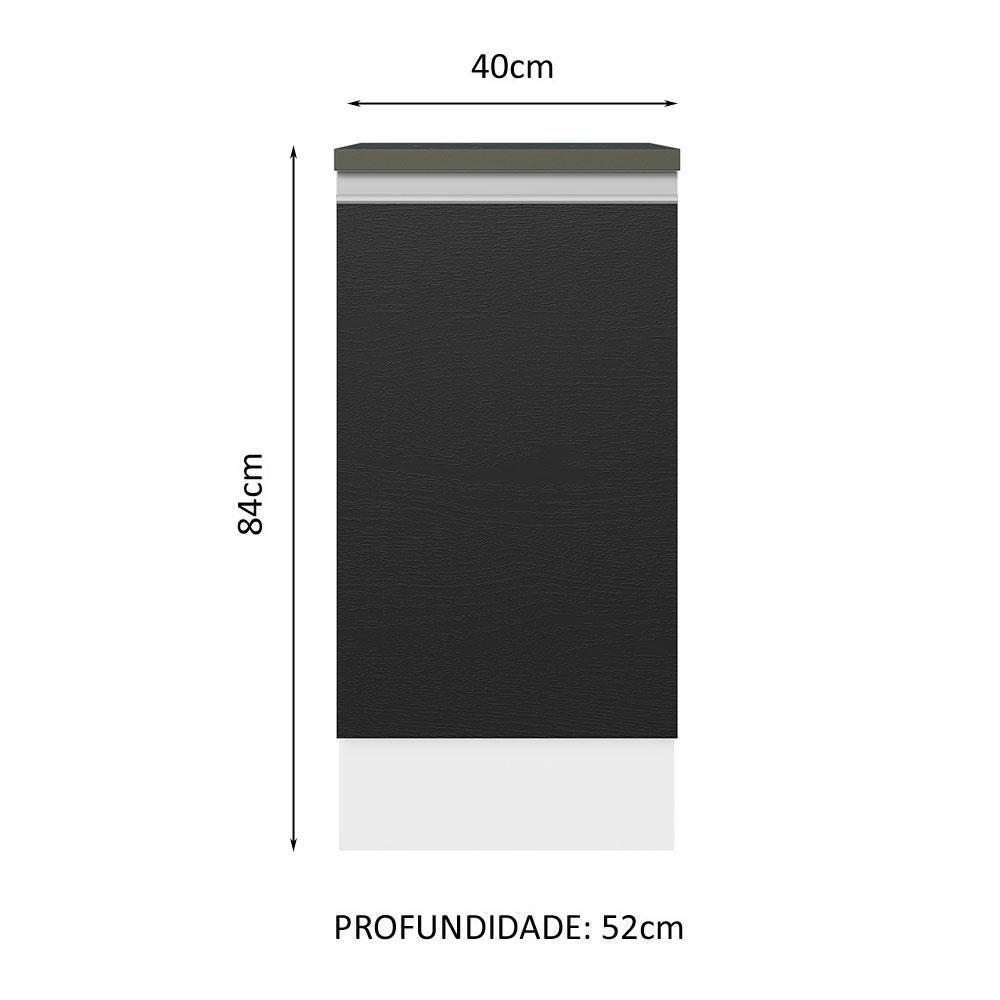 Balcão 100% Mdf 40 Cm 1 Porta Branco/preto - 10