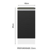 Balcão 100% Mdf 40 Cm 1 Porta Branco/preto - 10