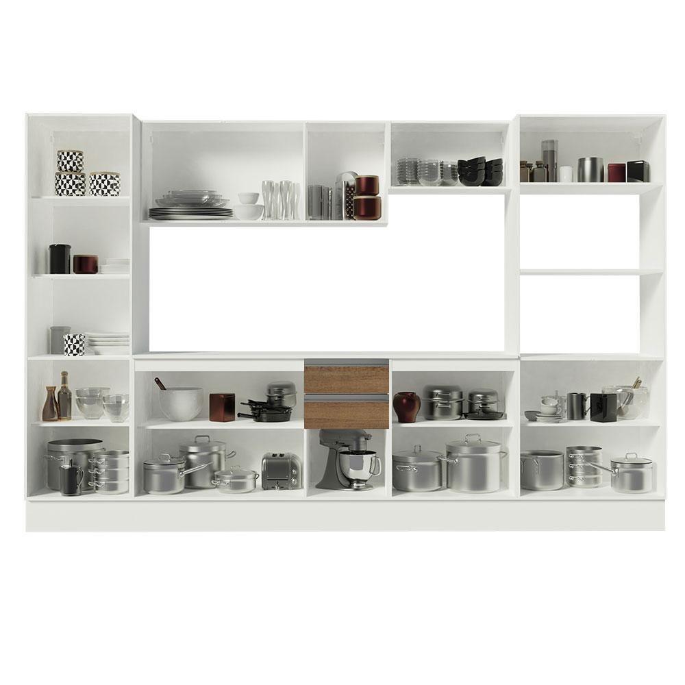 Armário Smart 100% Mdf 300cm com Balcão e Tampo Branco - 4