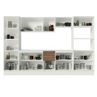 Armário Smart 100% Mdf 300cm com Balcão e Tampo Branco