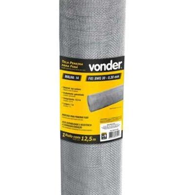 Tela Peneira Para Fubá 1,0x12,5 Metros Malha 14 Fio 30 Vonder