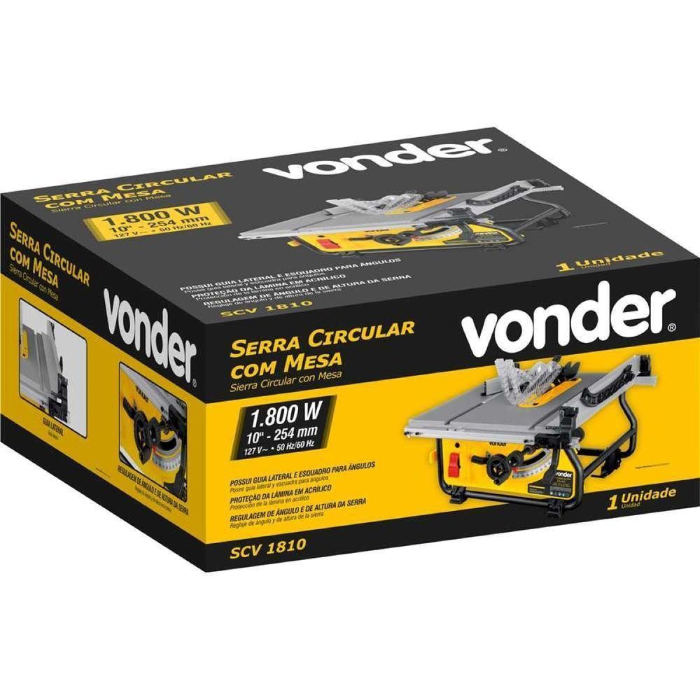 Serra Circular De Mesa 10'' 1800W Scv1810 Vonder 110V - 1