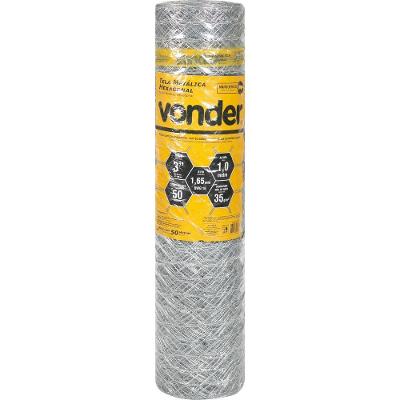 Tela Metálica Mangueirão Hex Malha 3'' BWG16 1,0m 50m Vonder
