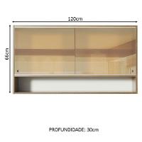 Armário Aéreo Madesa Glamy 2 Portas De Correr De Vidro Reflex E 1 Nicho Rustic - 6