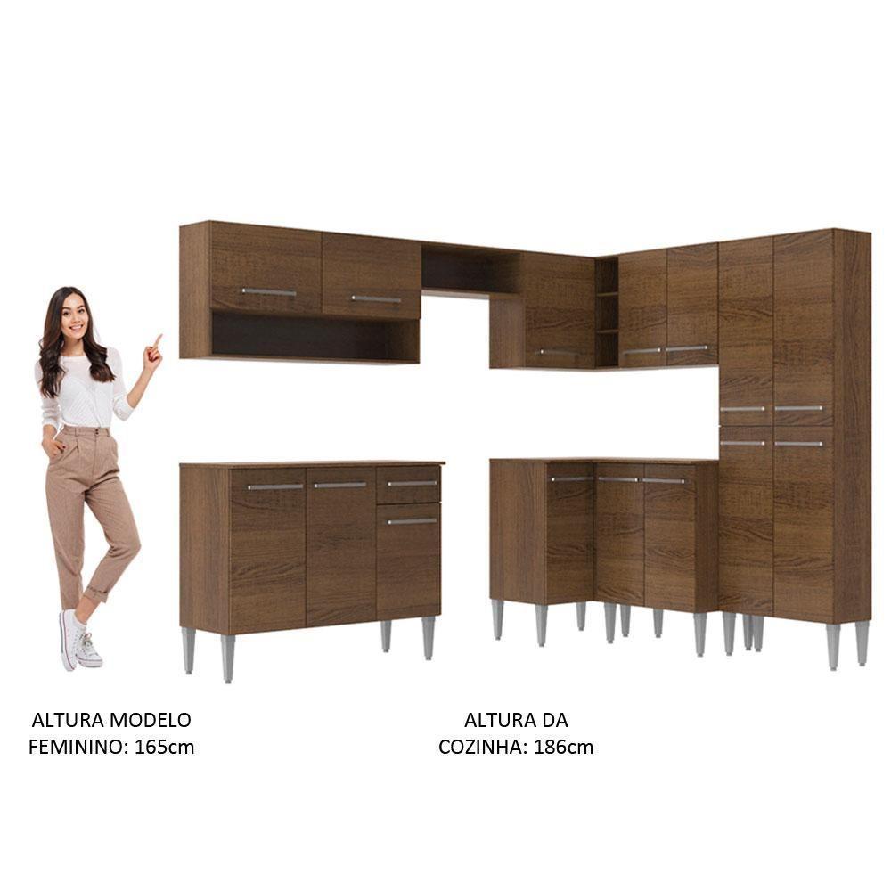 Armário de Cozinha de Canto Emilly Rock com Balcão e Adega - 6