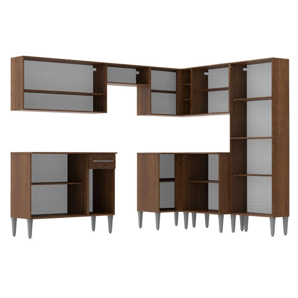 Armário de Cozinha de Canto Emilly Rock com Balcão e Adega - 7