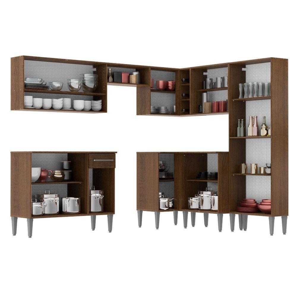 Armário de Cozinha de Canto Emilly Rock com Balcão e Adega - 4