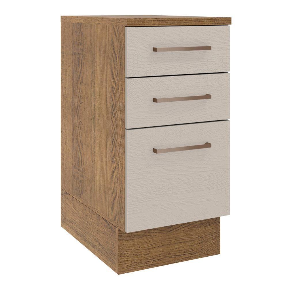 Balcão 40 Cm 3 Gavetas Rustic/crema Agata Madesa Rustic/crema - 1