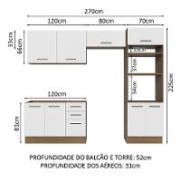 Armário De Cozinha Completa 270cm Rustic/branco Agata Madesa 08 Rustic/branco - 9