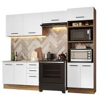 Armário De Cozinha Completa 270cm Rustic/branco Agata Madesa 08 Rustic/branco - 10