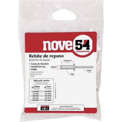 Rebite Repuxo De Alumínio 4,8x22,0mm Mandril Aço Com 50 Peça