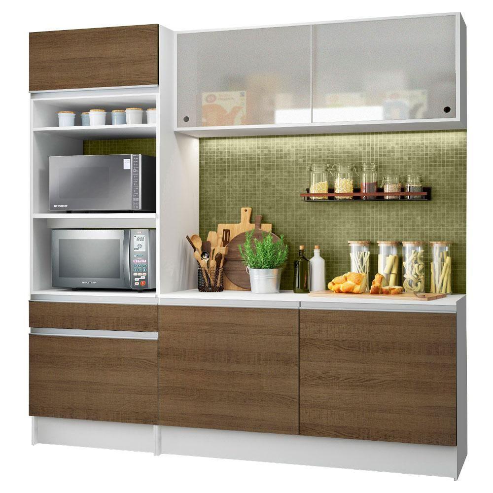 Armário de Cozinha Compacta Topazio com Balcão Branco Rustic - 1