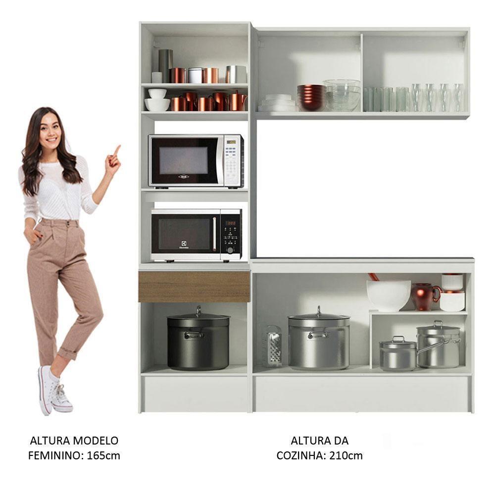 Armário de Cozinha Compacta Topazio com Balcão Branco Rustic - 5
