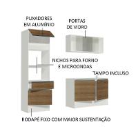 Armário de Cozinha Compacta Topazio com Balcão Branco Rustic - 3