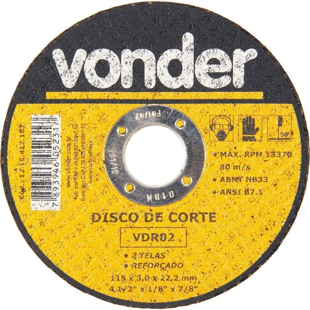 Disco Corte 114,3x3,0x22,22 2 Telas Aço Carbono Vdr0 Vonder - 1
