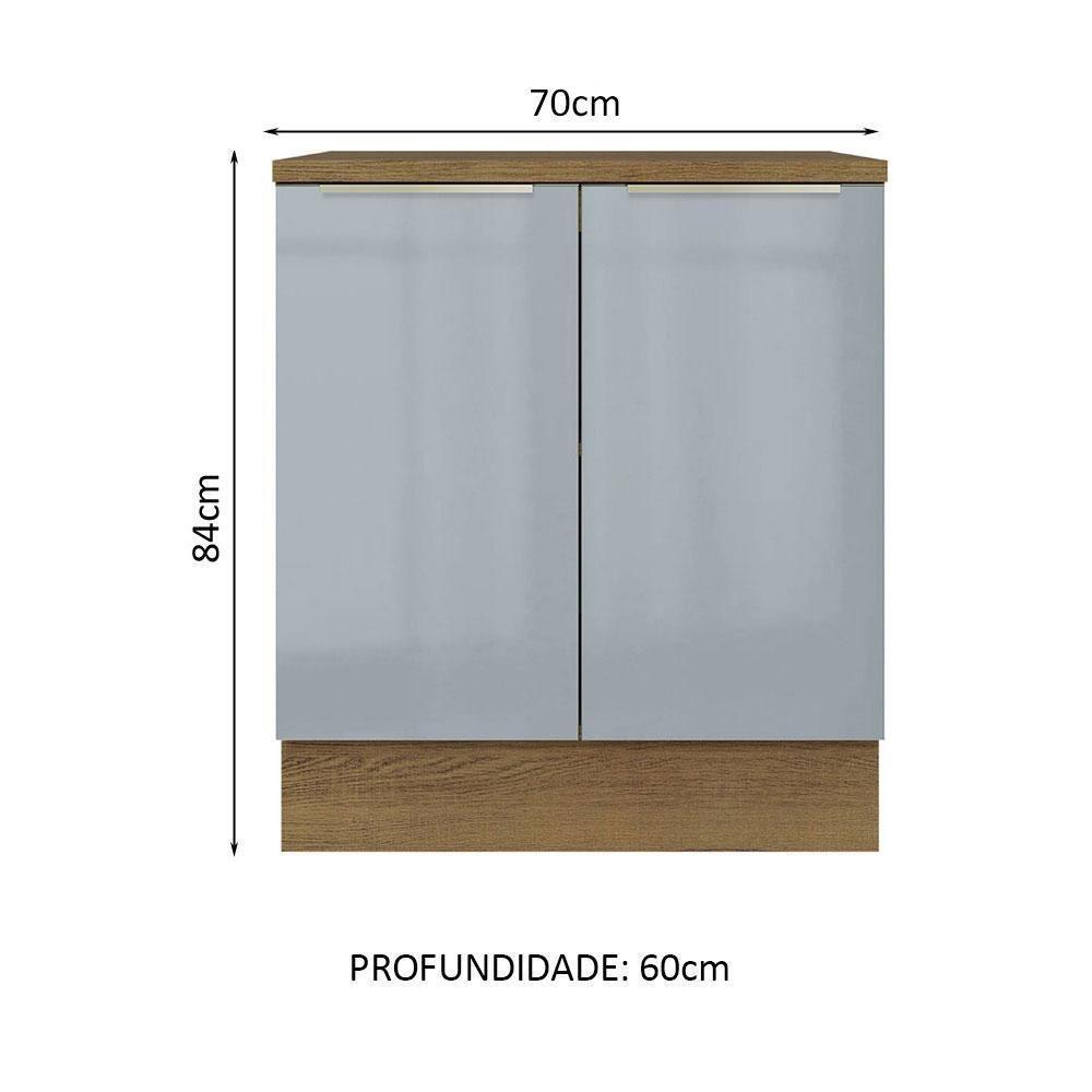 Balcão Madesa 70 Cm 2 Portas - Com Tampo Rustic/Cinza - 10