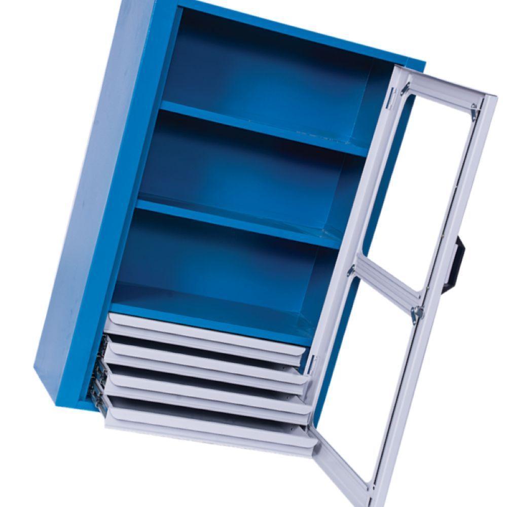 Armário Com 2 Prateleiras 4 Gavetas E Visor De Acrílico Arm028a Cmb - 1