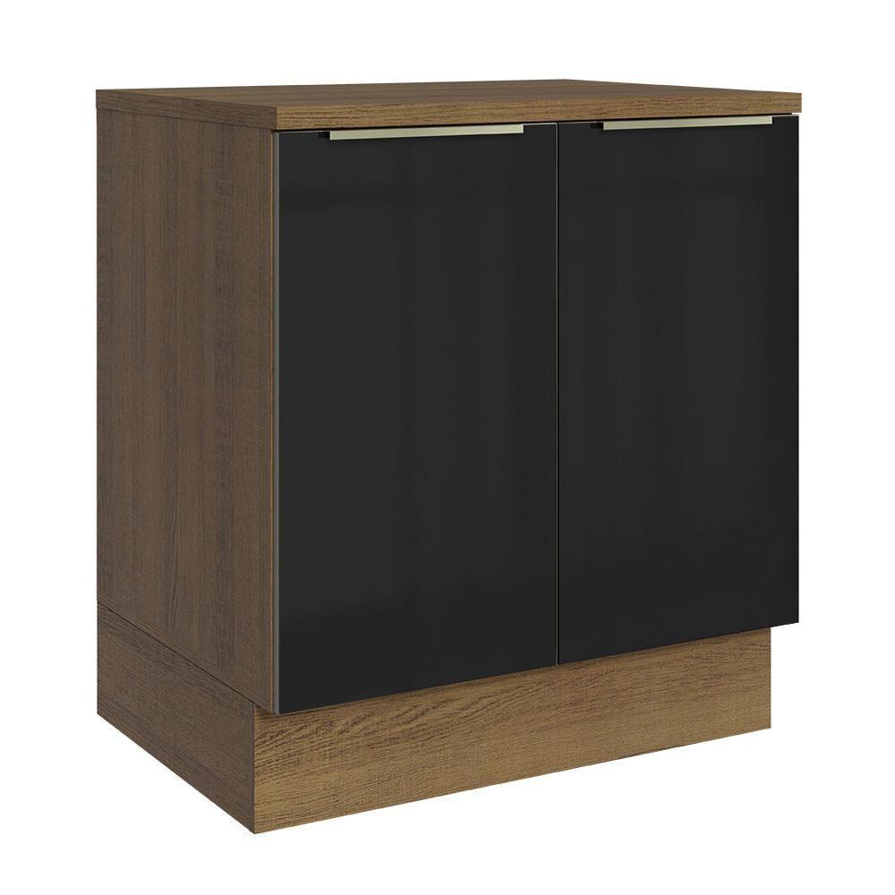 Balcão Madesa 70 Cm 2 Portas - Com Tampo Rustic/Preto - 1