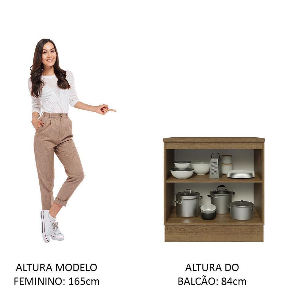 Balcão Madesa 70 Cm 2 Portas - Com Tampo Rustic/Preto - 6