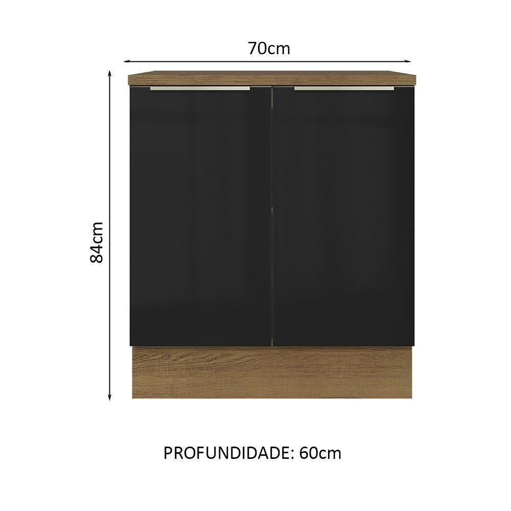 Balcão Madesa 70 Cm 2 Portas - Com Tampo Rustic/Preto - 10