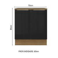 Balcão Madesa 70 Cm 2 Portas - Com Tampo Rustic/Preto - 10