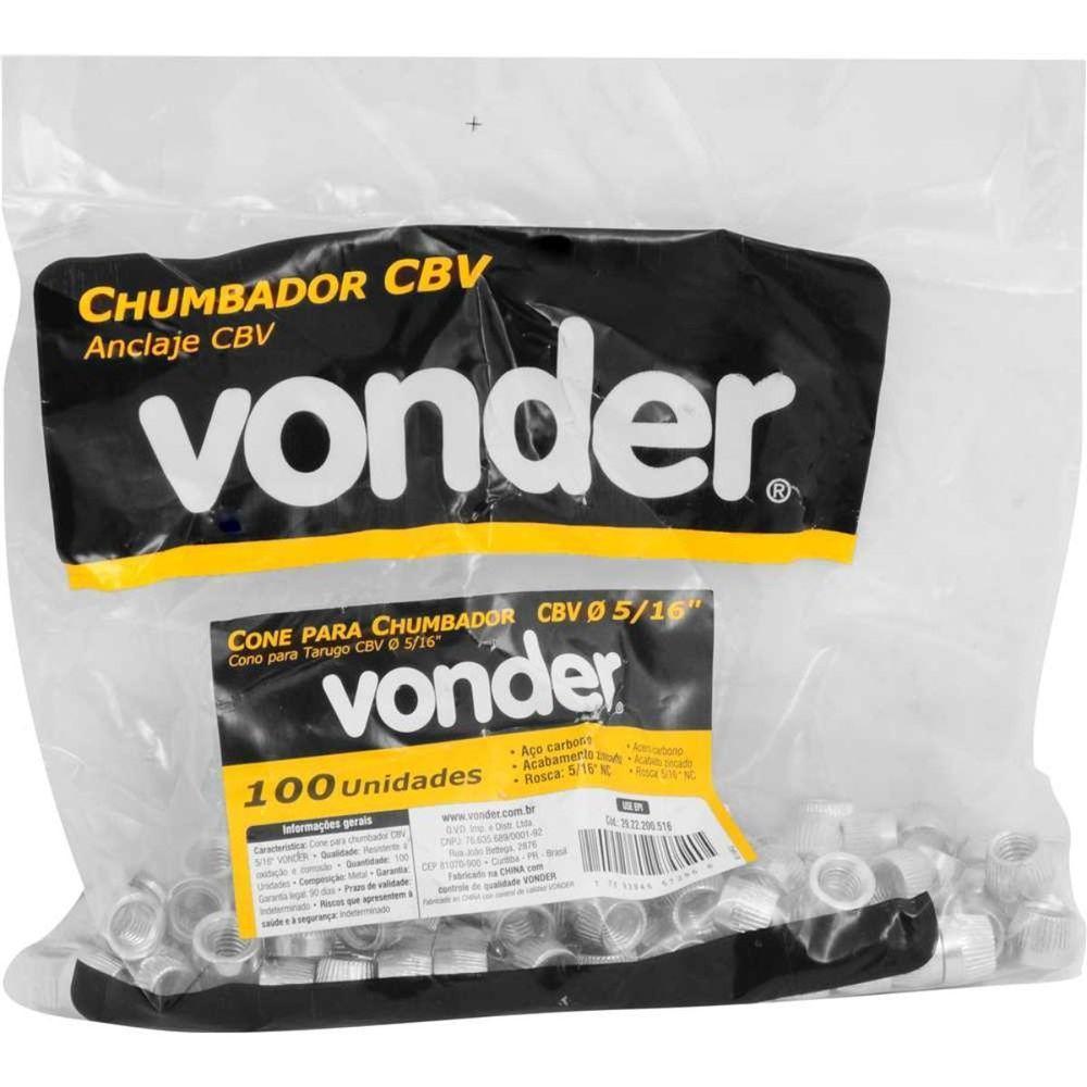 Cone Para Chumbador Cbv 5-16 Rosca Nc Vonder Aço Carbono Zincado Kit 100 Unidades Fixação - 5