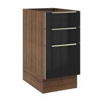 Balcão Lux 40cm 3 Gavetas Rustic Preto - 1