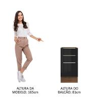 Balcão Lux 40cm 3 Gavetas Rustic Preto - 2