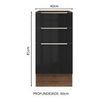 Balcão Lux 40cm 3 Gavetas Rustic Preto - 3