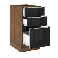 Balcão Lux 40cm 3 Gavetas Rustic Preto