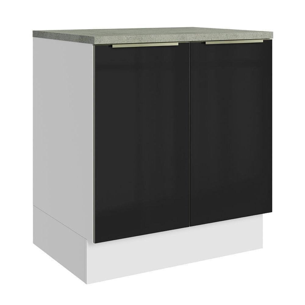 Balcão Madesa 70 Cm 2 Portas - Com Tampo Branco/Preto - 1