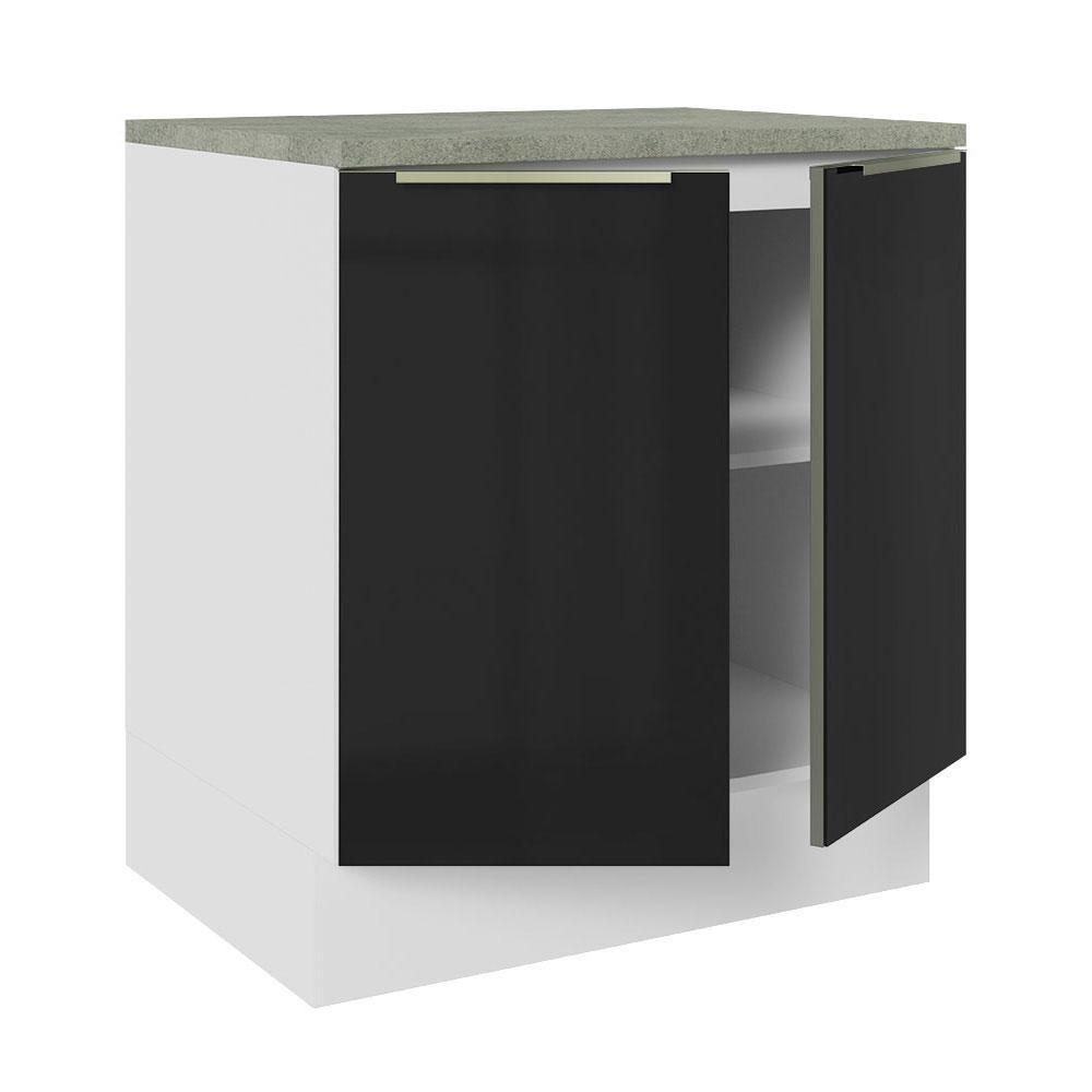 Balcão Madesa 70 Cm 2 Portas - Com Tampo Branco/Preto - 7