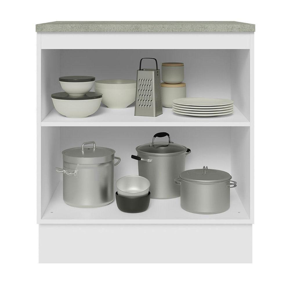 Balcão Madesa 70 Cm 2 Portas - Com Tampo Branco/Preto - 8