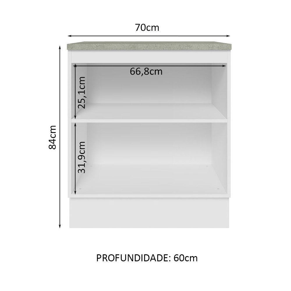 Balcão Madesa 70 Cm 2 Portas - Com Tampo Branco/Preto - 9