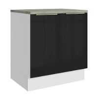 Balcão Madesa 70 Cm 2 Portas - Com Tampo Branco/Preto - 1