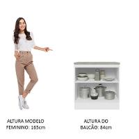 Balcão Madesa 70 Cm 2 Portas - Com Tampo Branco/Preto - 6
