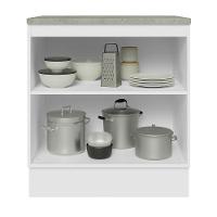 Balcão Madesa 70 Cm 2 Portas - Com Tampo Branco/Preto - 8