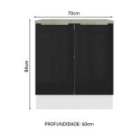 Balcão Madesa 70 Cm 2 Portas - Com Tampo Branco/Preto - 10