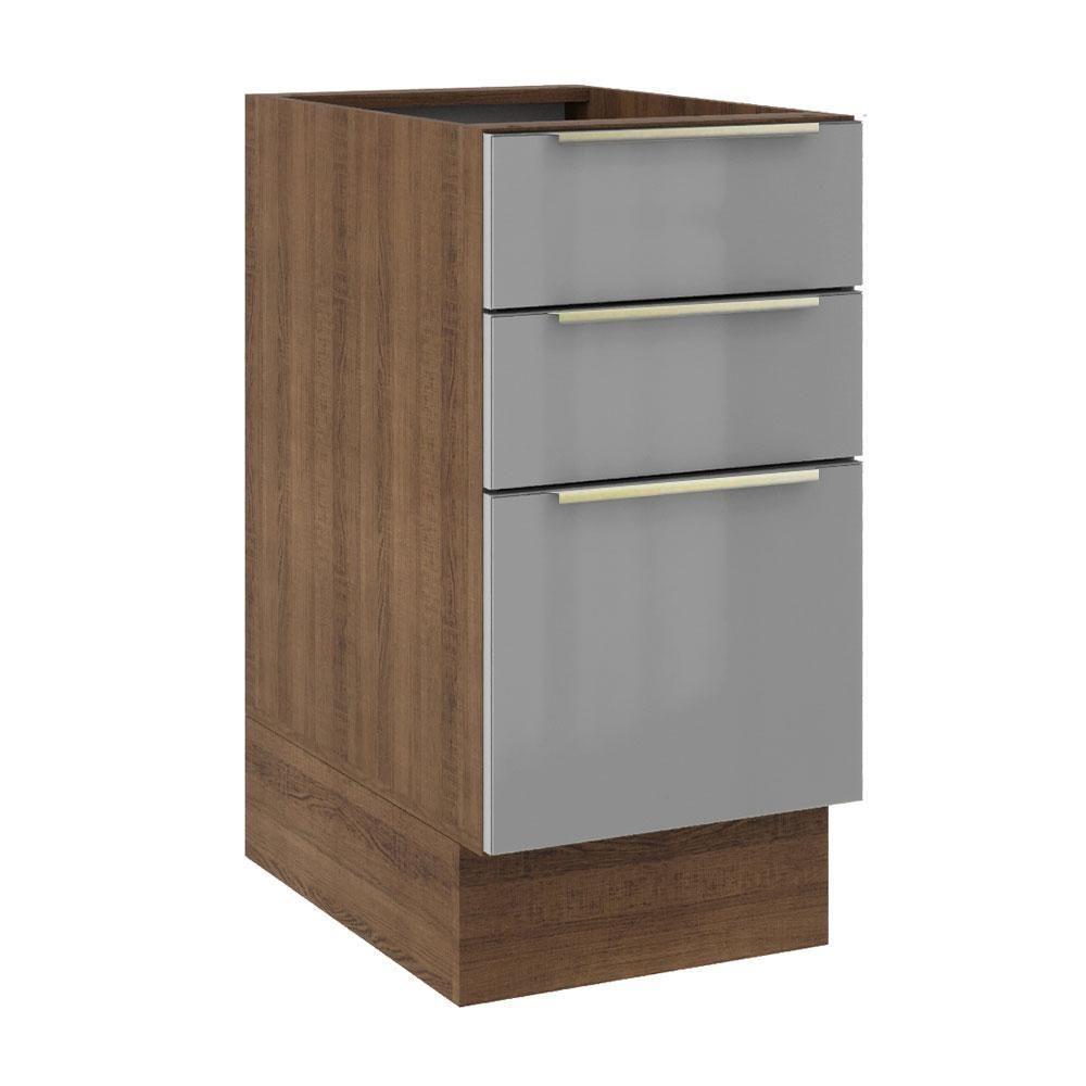Balcão Lux 40cm 3 Gavetas Rustic Cinza - 1
