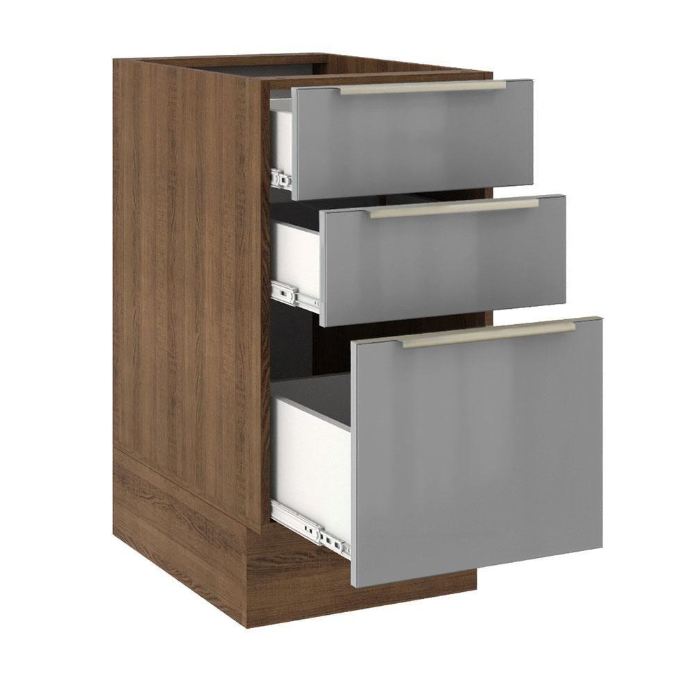 Balcão Lux 40cm 3 Gavetas Rustic Cinza - 3