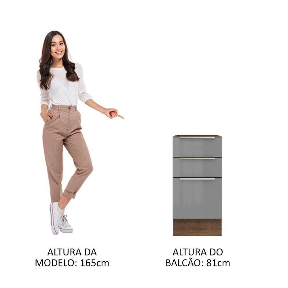 Balcão Lux 40cm 3 Gavetas Rustic Cinza - 5