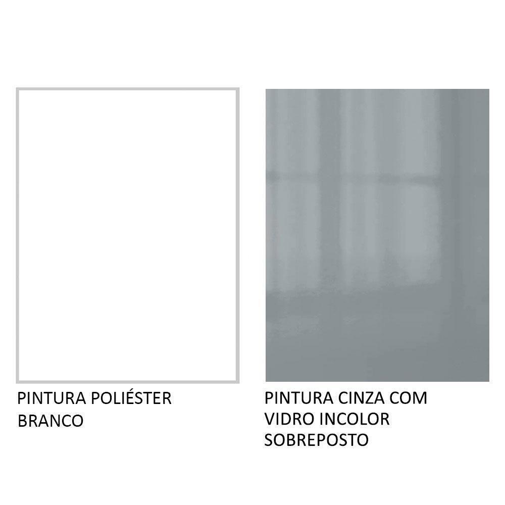 Balcão Lux 40cm 3 Gavetas Branco Cinza - 4