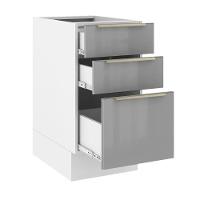 Balcão Lux 40cm 3 Gavetas Branco Cinza - 9