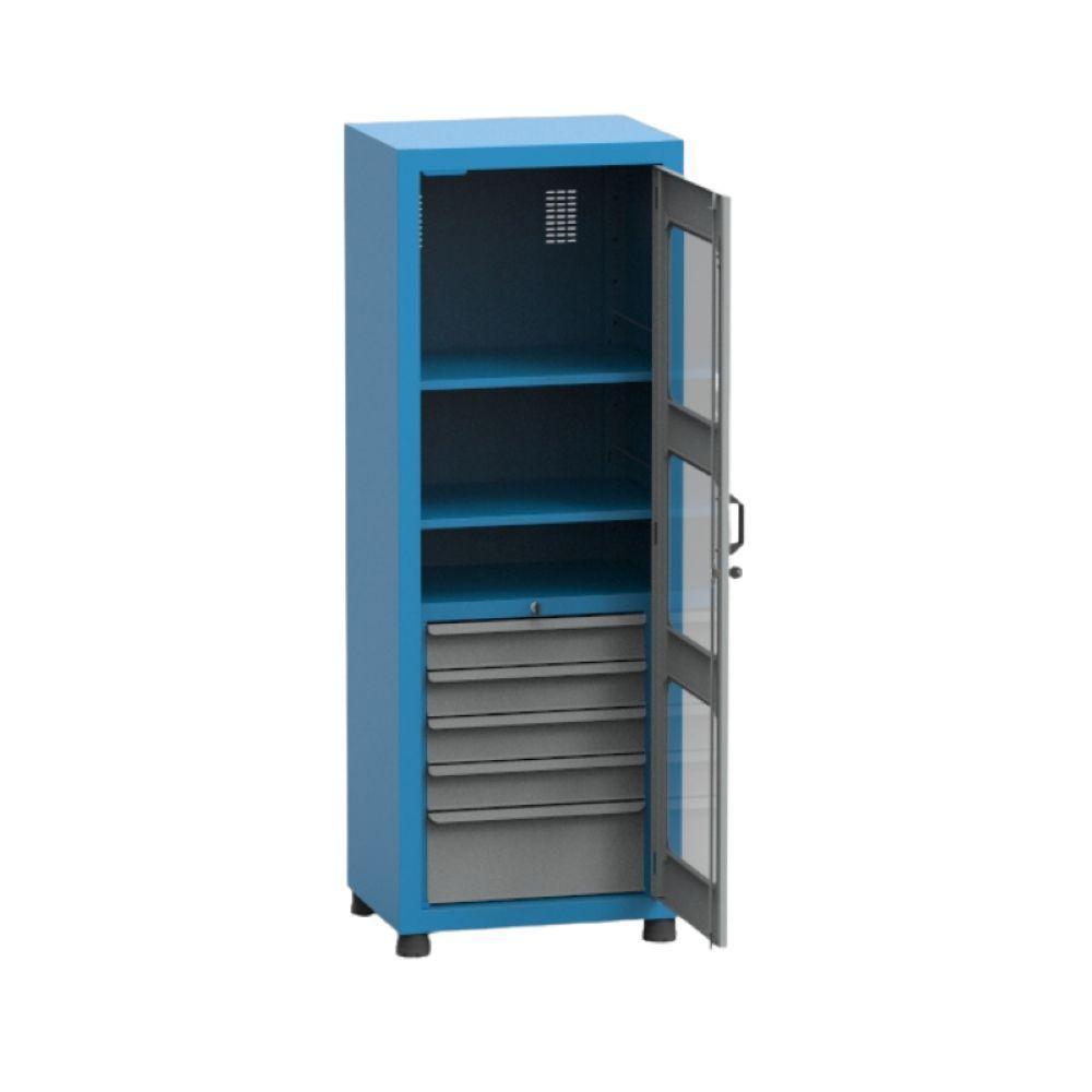 Armário Com 2 Prateleiras Reguláveis 5 Gavetas E Visor De Acrílico Arm015a Cmb - 3