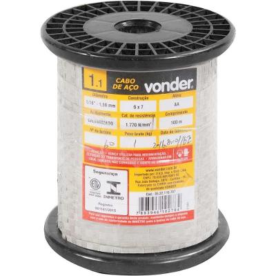 Cabo De Aço Aa 1-16 Alma De Aço 6x7 Galv Com 100m Vonder