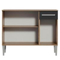 Balcão Gabinete Madesa Emilly 3 Portas 1 Gaveta Rustic Preto