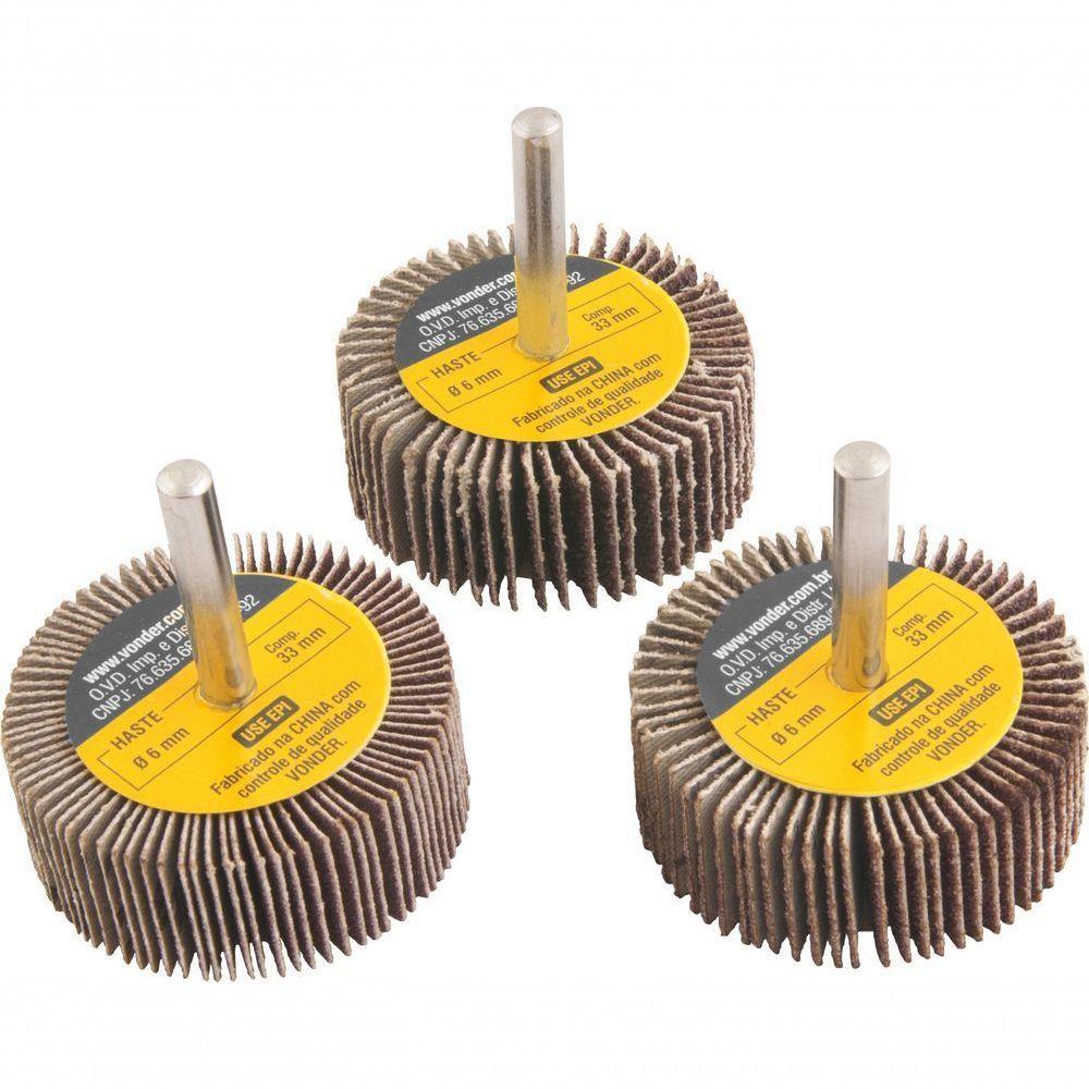 Jogo Roda De Lixa Minikontour 50mmx20mm Haste 6mm 3 Vonder - 1