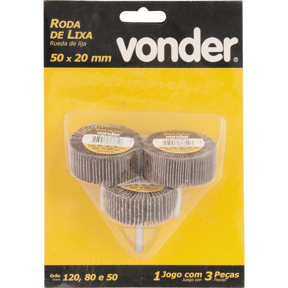 Jogo Roda De Lixa Minikontour 50mmx20mm Haste 6mm 3 Vonder - 2