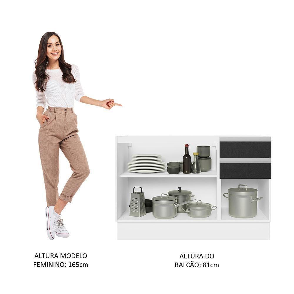 Balcão Gabinete De Pia Mdf 120 Cm 3 Portas 2 Gavetas Branco - 8